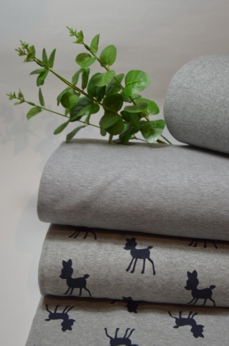 French Terry | Rehkitz schwarz | grau meliert